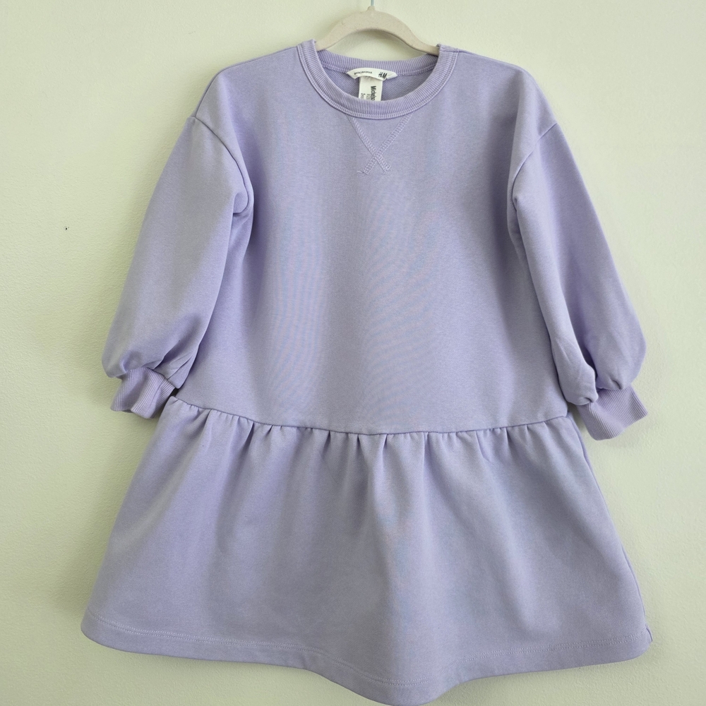 H&M Lavender Pullover Ruffle-Hem Dress